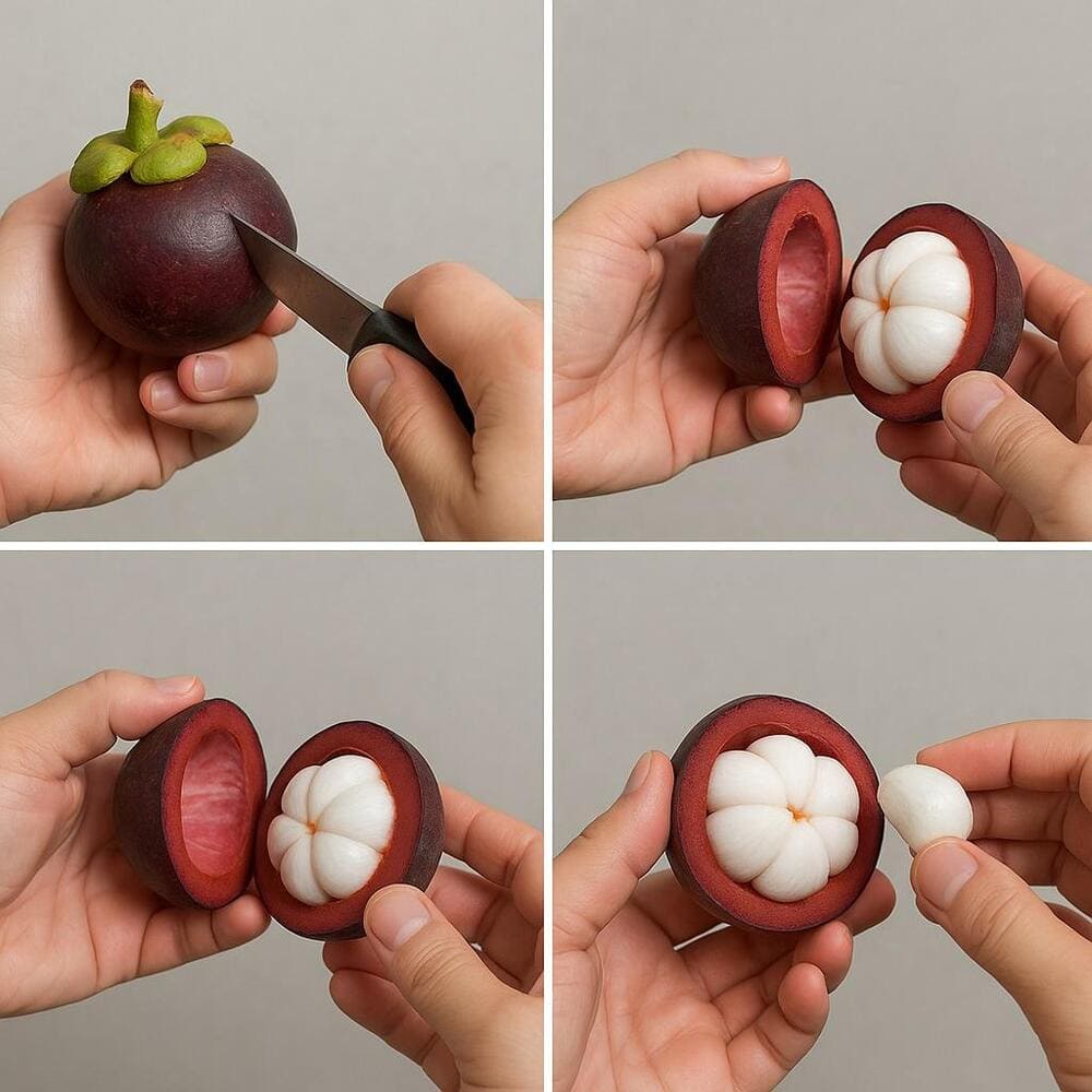 Steps to cut end enjoy mangosteen as a local (Source: Internet)